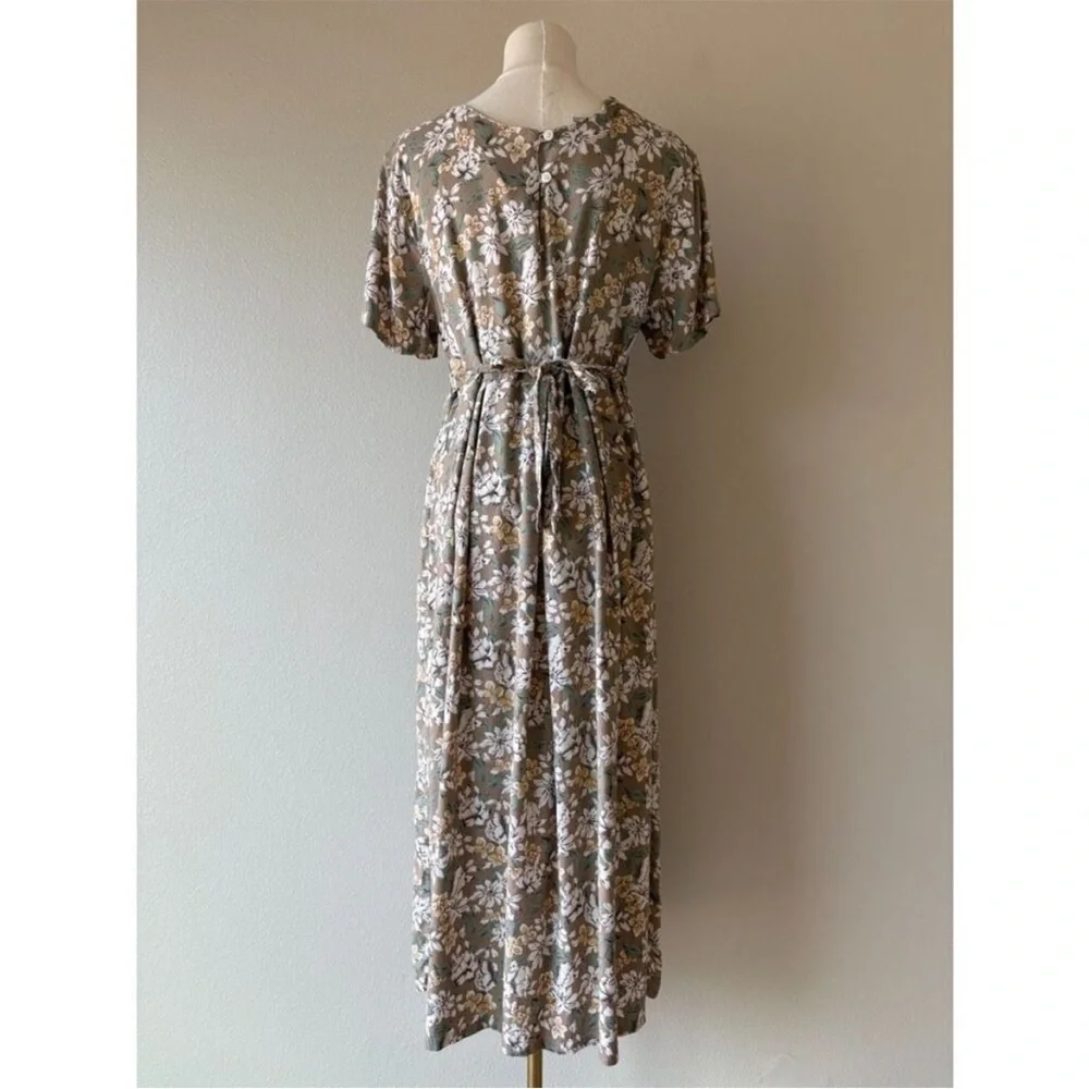 Oh! Mamma 90s green & beige floral maxi dress - Picture 5 of 7